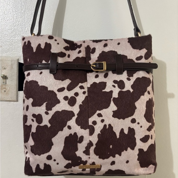 House of Harlow Brown and Cream Cow Print Shoulder Bag - Picture 1 of 8
